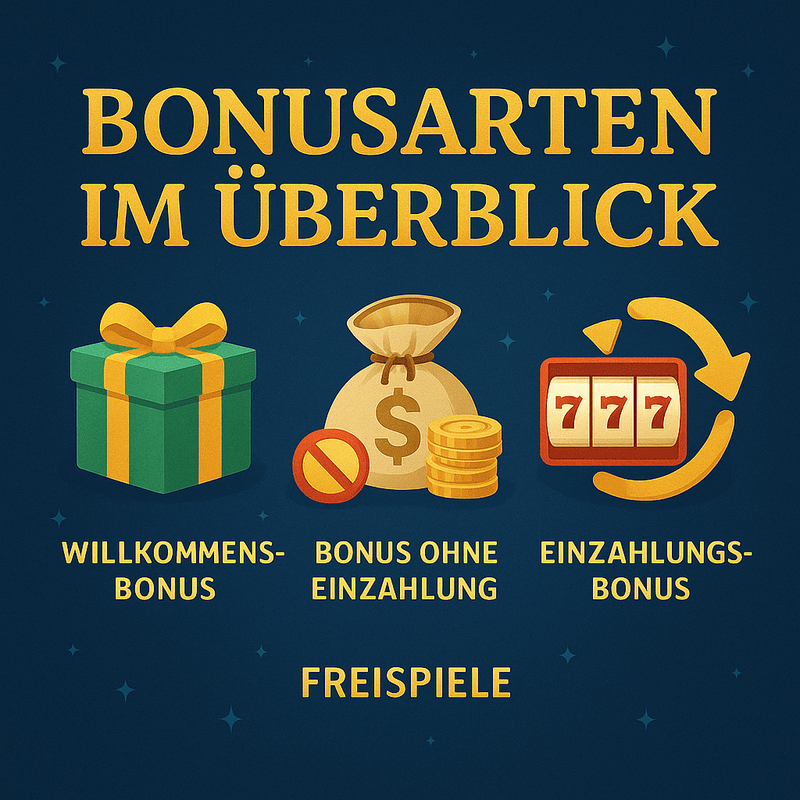 Übersicht über verschiedene Bonusarten im Online Casino